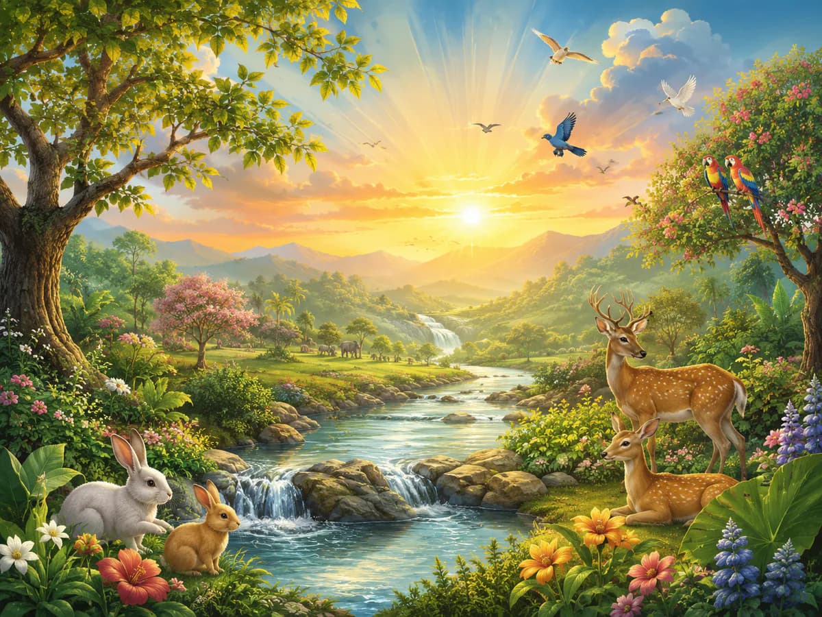 Children's illustration for God Made a Wonderful World