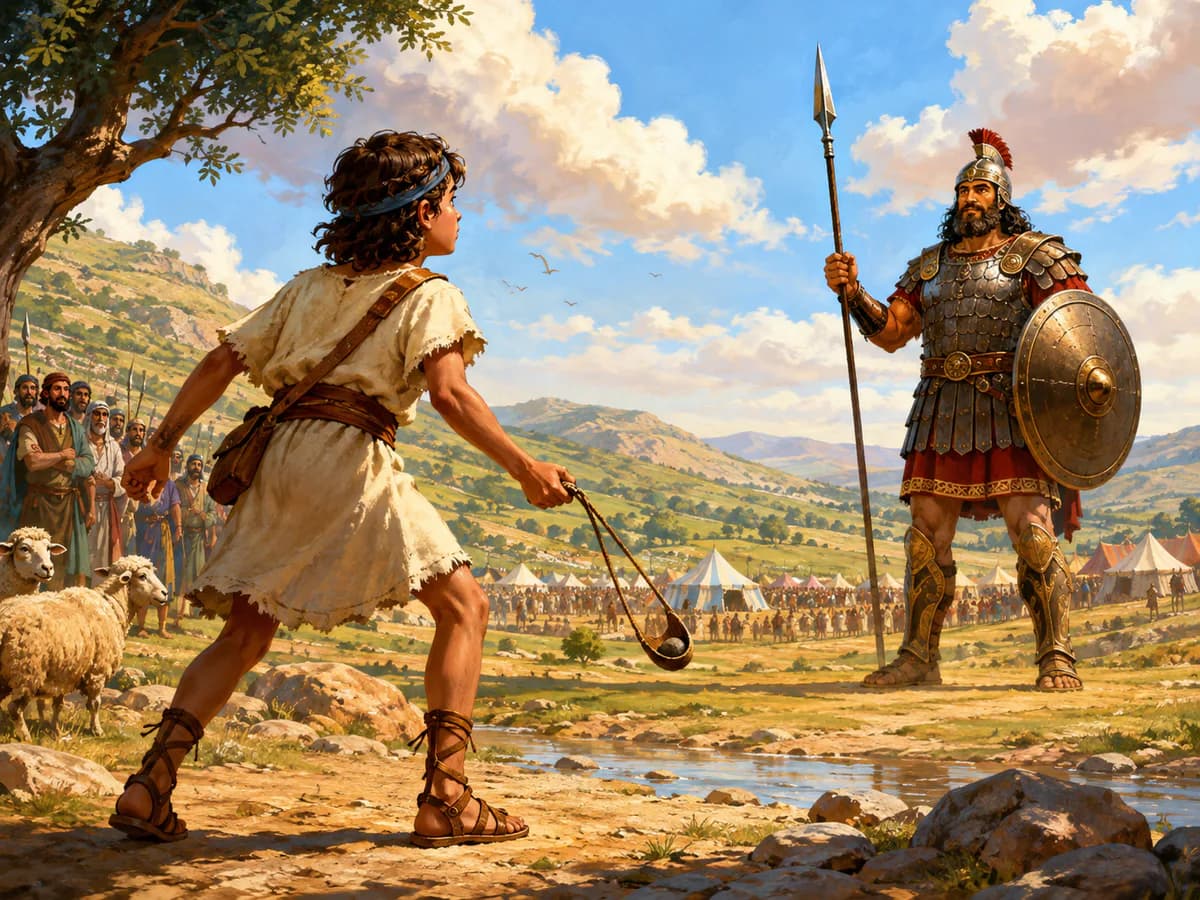 Children's illustration for David Trusts God