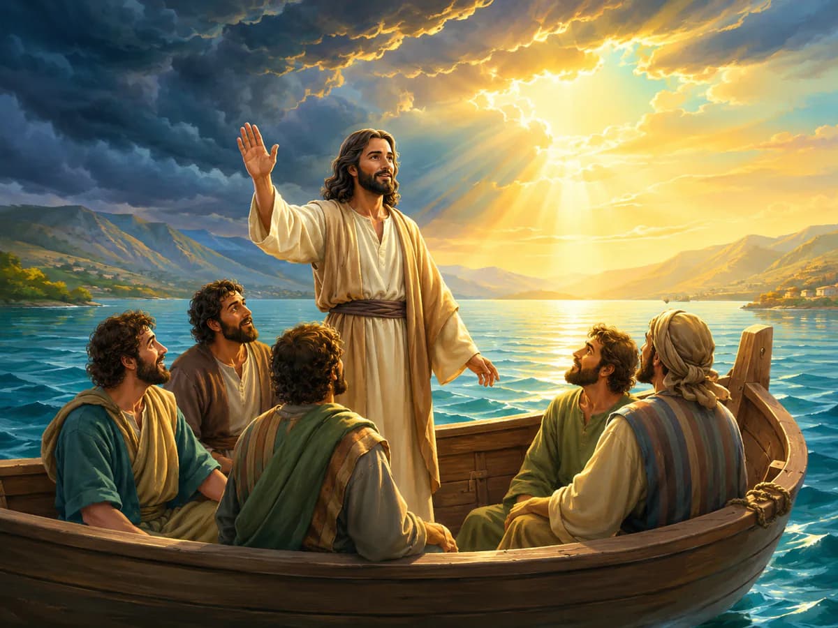 Children's illustration for Jesus Calms the Storm